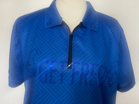 GETFRESHORGETLOST Royal Blue Polo Set Swarovski Crystals Summertime Fresh Size Large