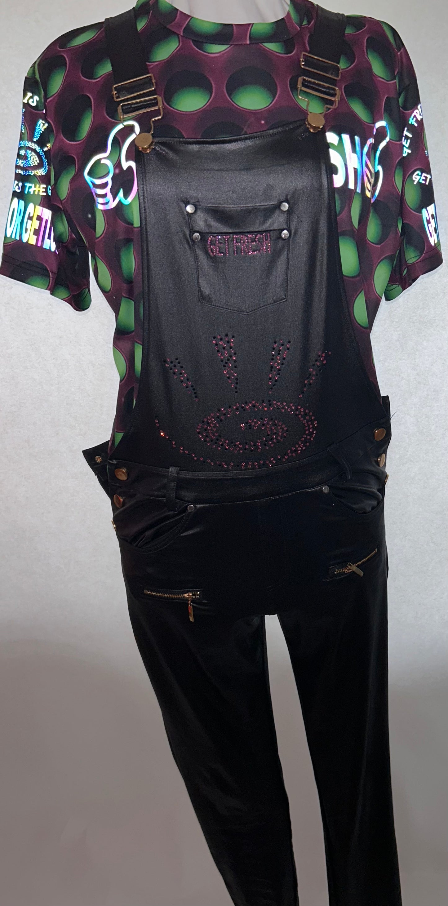 Pink On Black GETFRESH OR GETLOST Jumper Swarovski Crystals