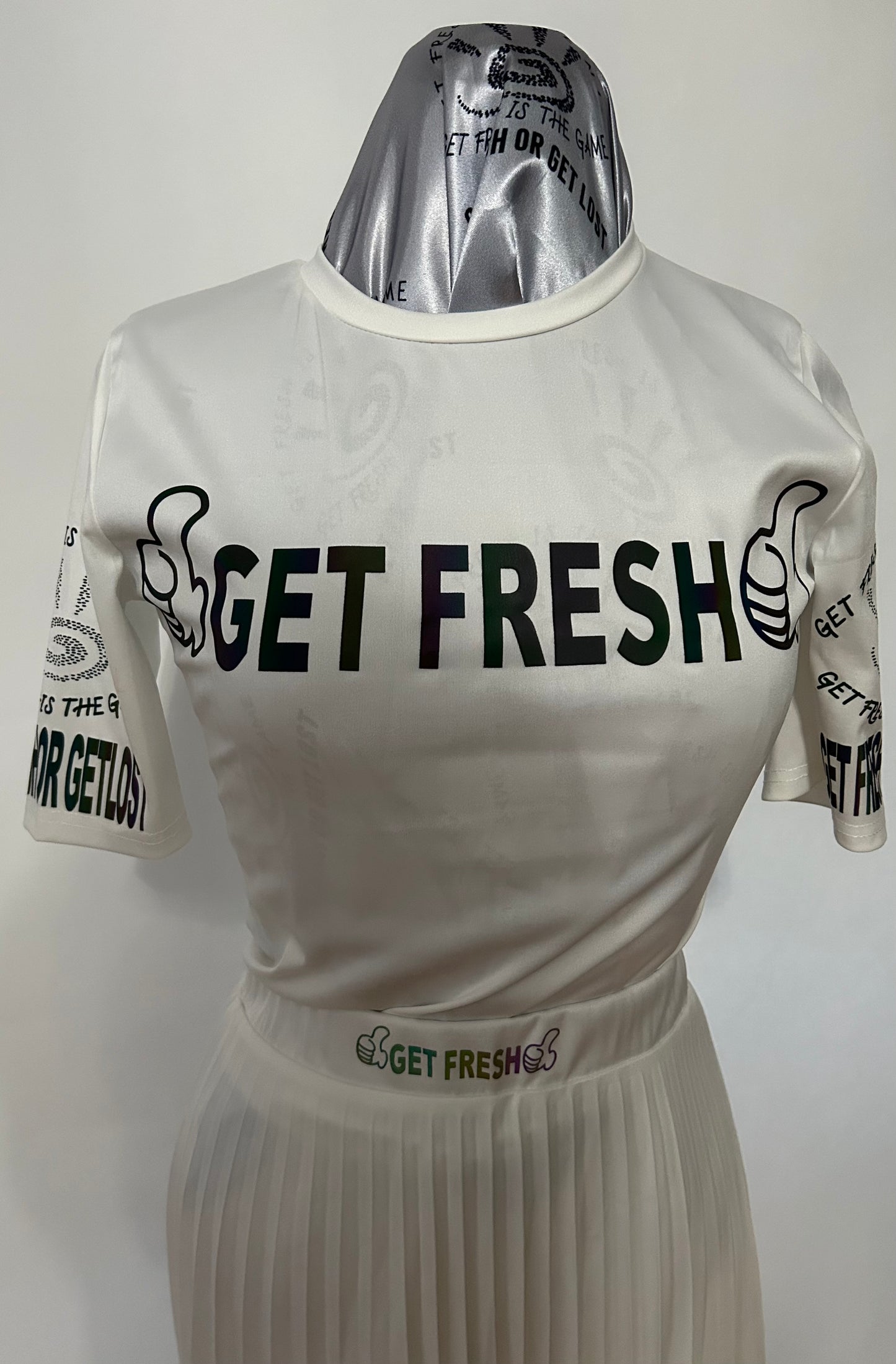 White On White GETFRESH OR GETLOST Two-Piece Reflector