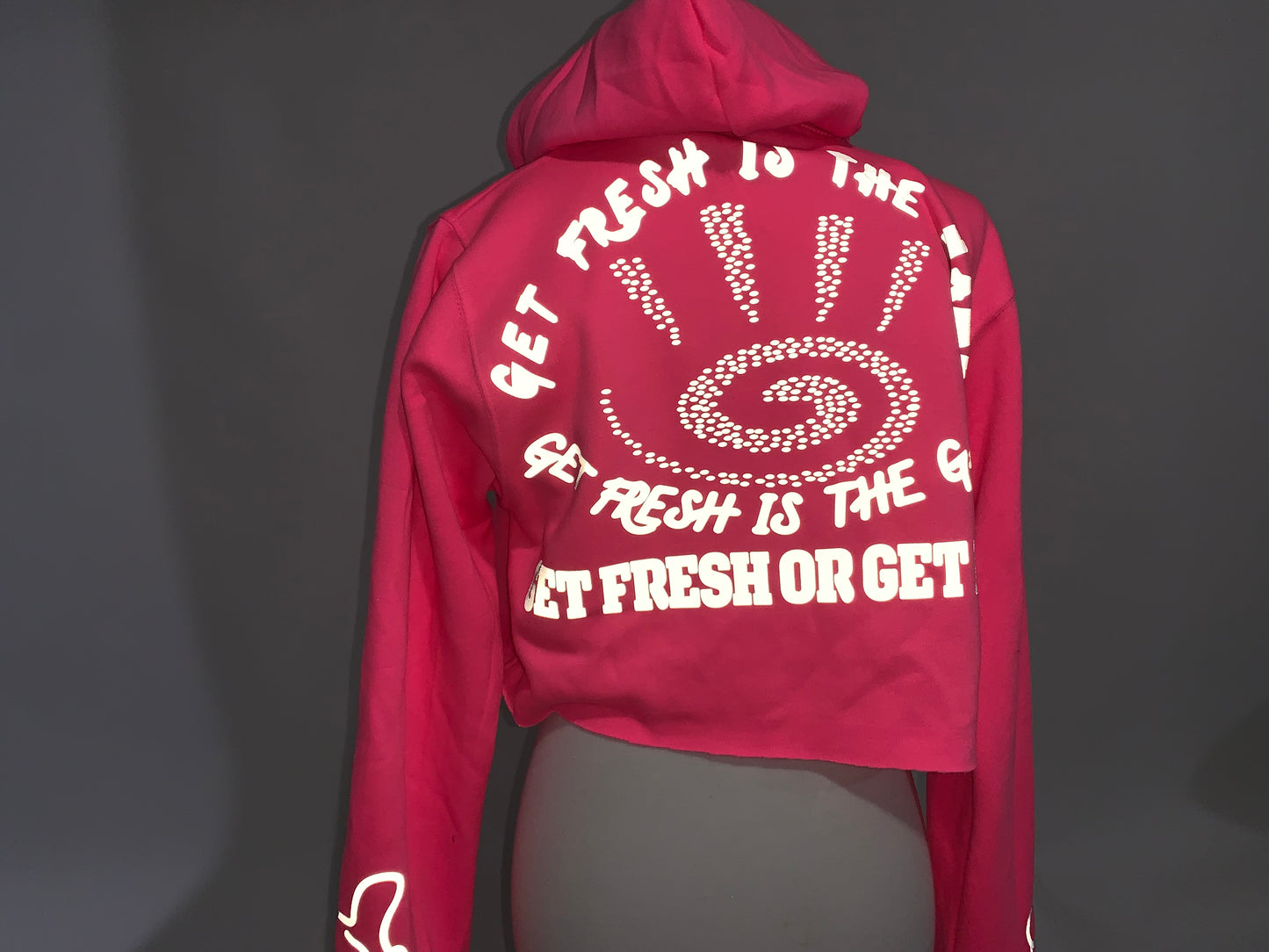 Bubblegum Pink Get Fresh or Get Lost Hoodie Reflector Embroidery