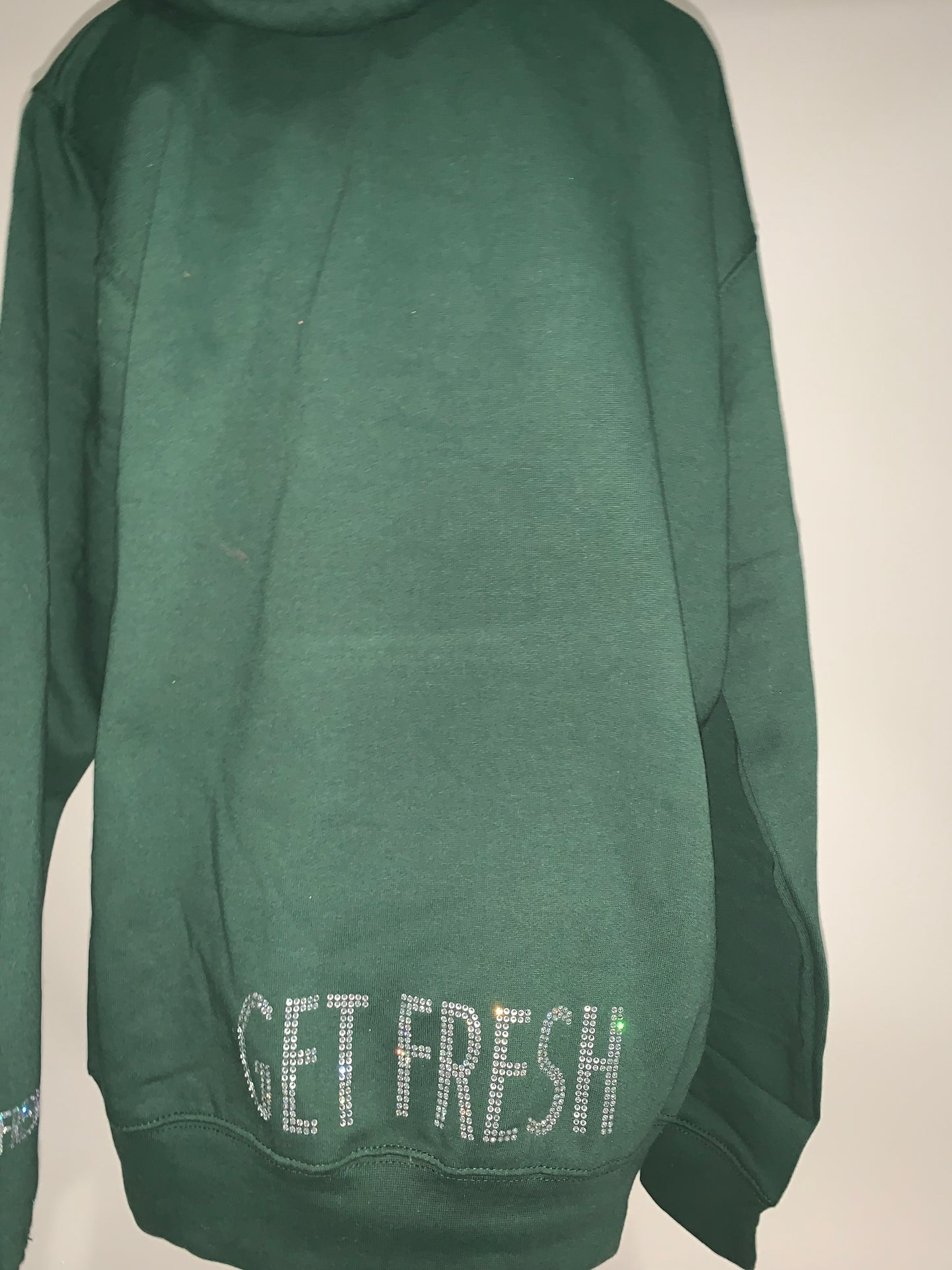 GET FRESH OR GET LOST Eagles Green Hoodie Rhinestone