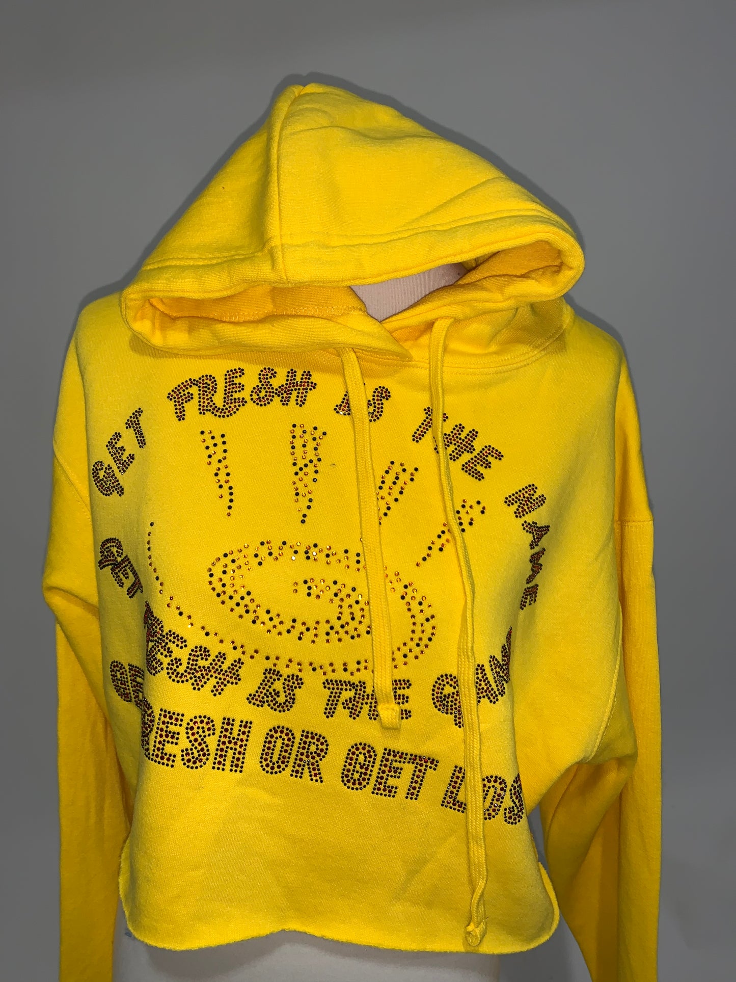 Sunshine Yellow Get Fresh Or Get Lost Hoodie Swarovski Crystals