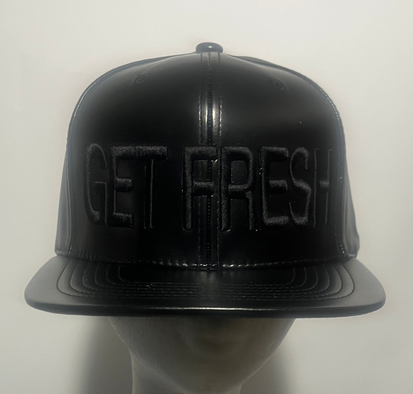 Black On Black GET FRESH OR GET LOST Faux Leather Hat