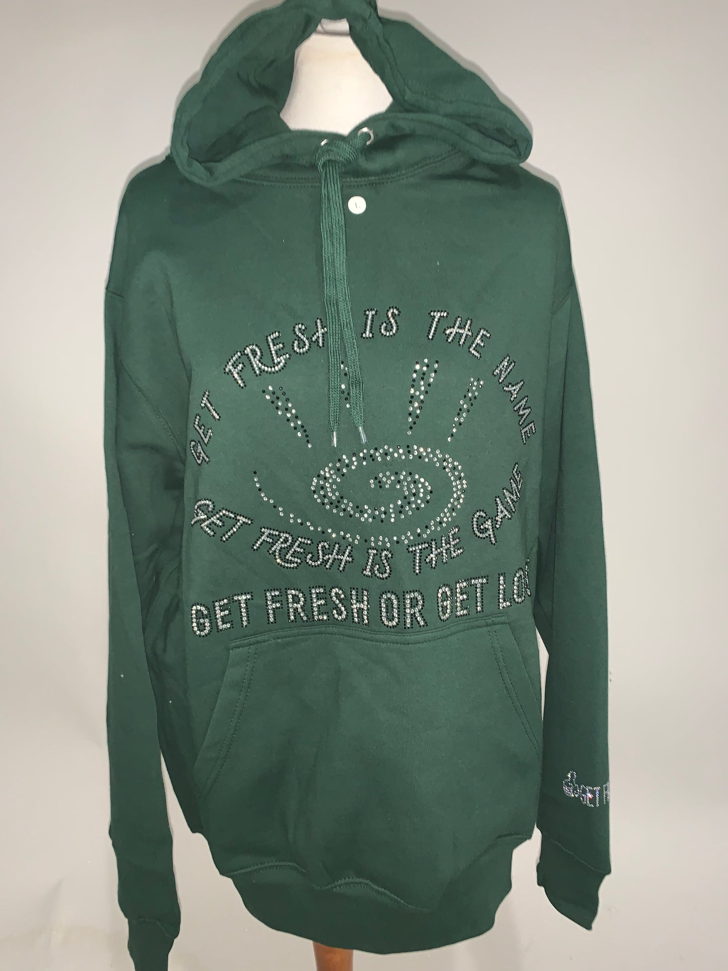 GET FRESH OR GET LOST Eagles Green Hoodie Rhinestone