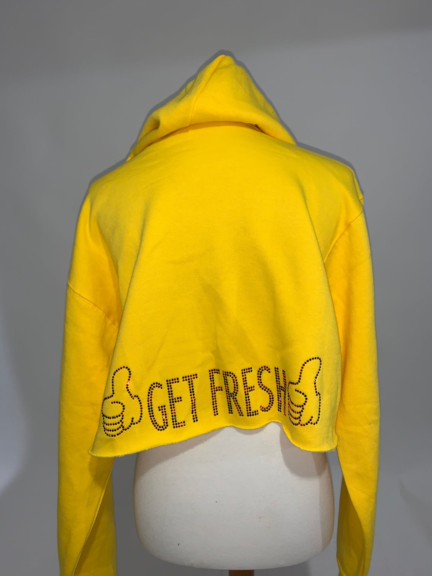 Sunshine Yellow Get Fresh Or Get Lost Hoodie Swarovski Crystals